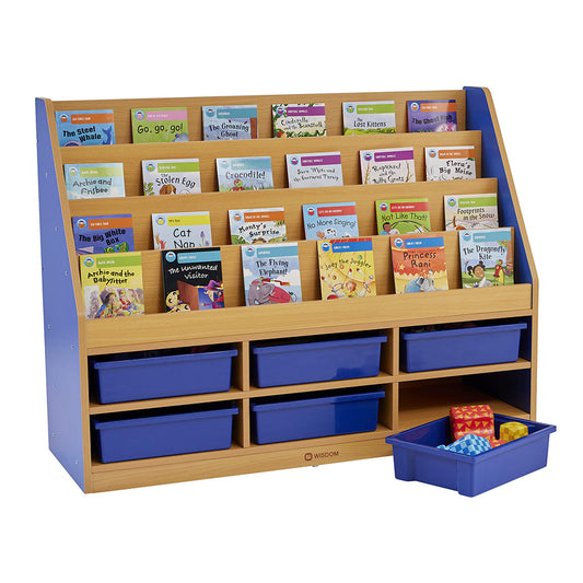 Milan Tiered Bookcase With 6 Blue Trays
