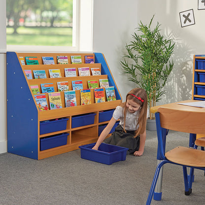 Milan Tiered Bookcase With 6 Blue Trays