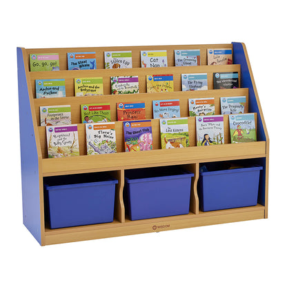 Milan Tiered Bookcase With 3 Blue Trays