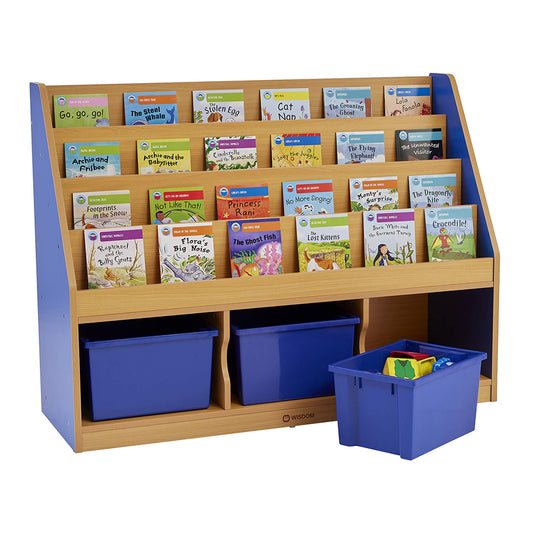 Milan Tiered Bookcase With 3 Blue Trays