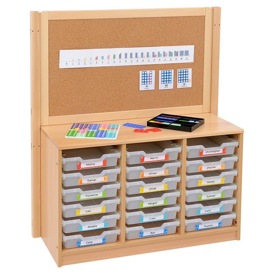 Kebrico Room Scene 3 Bay A4 18 Shallow Clear Tray Unit With Cork/Drywipe Divider 139734.2 98276 