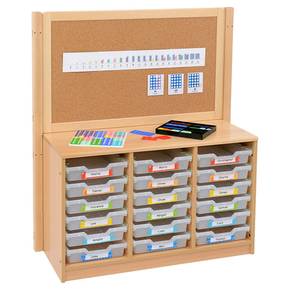 Kebrico Room Scene 3 Bay A4 18 Shallow Clear Tray Unit With Cork/Drywipe Divider 139734.2 98276 