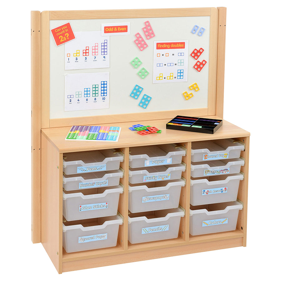 Kebrico Room Scene 3 Bay A4 6 Deep/ 6 Shallow Clear Tray Unit With Cork/Drywipe Divider 139735.2 98277 1