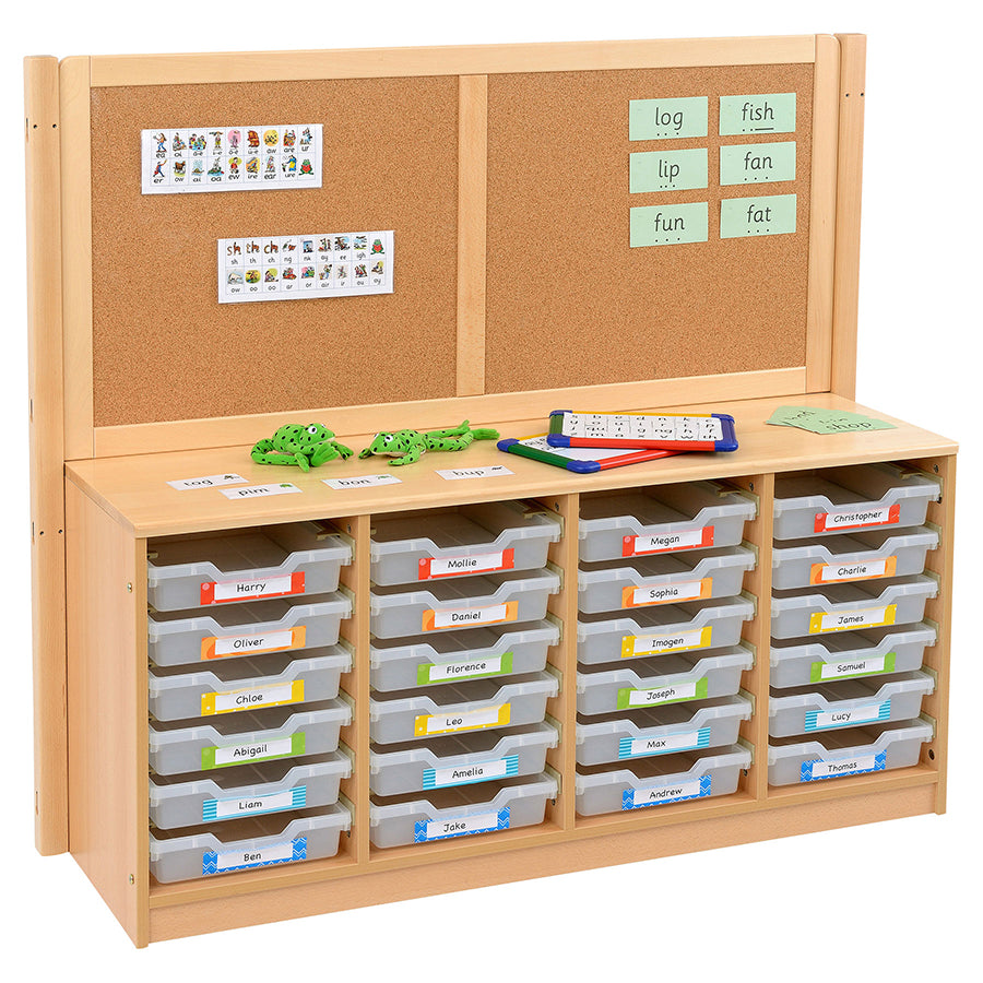 Kebrico Room Scene 4 Bay A4 24 Shallow Clear Tray Unit With Cork/Drywipe Divider 139737.2 98279 2