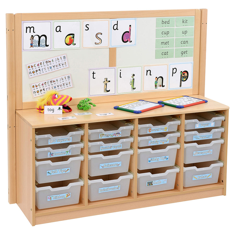 Kebrico Room Scene 4 Bay A4 8 Deep/ 8 Shallow Clear Tray Unit With Cork/Drywipe Divider 139738.2 98280 1