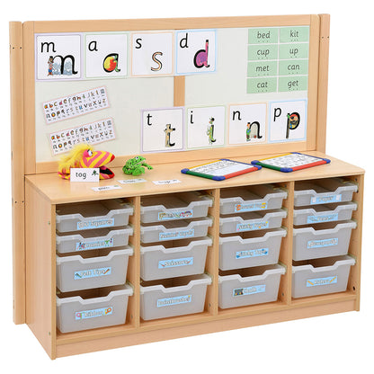 Kebrico Room Scene 4 Bay A4 8 Deep/ 8 Shallow Clear Tray Unit With Cork/Drywipe Divider 139738.2 98280 1