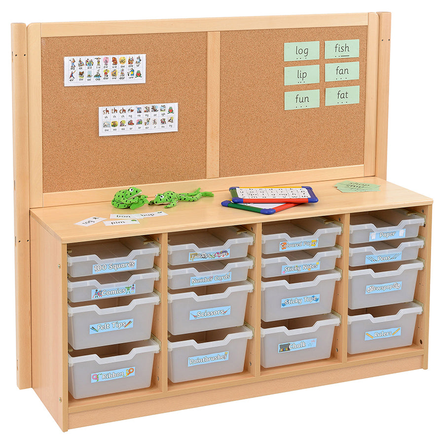 Kebrico Room Scene 4 Bay A4 8 Deep/ 8 Shallow Clear Tray Unit With Cork/Drywipe Divider 139738.2 98280 2