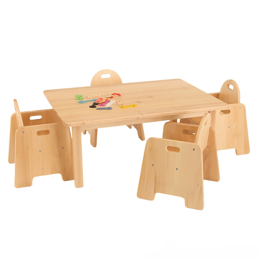 Solid Beech Rectangular Table & Beech Infant Chairs (2x2 Pack ...