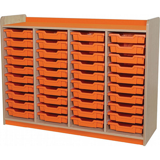 KubbyClass® - 40 Shallow Tray Quad Unit with Tangerine Gratnells Trays