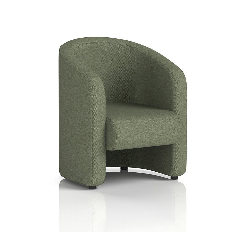 Lamport Armchair with black feet in Main Line Flax Monument Fabric