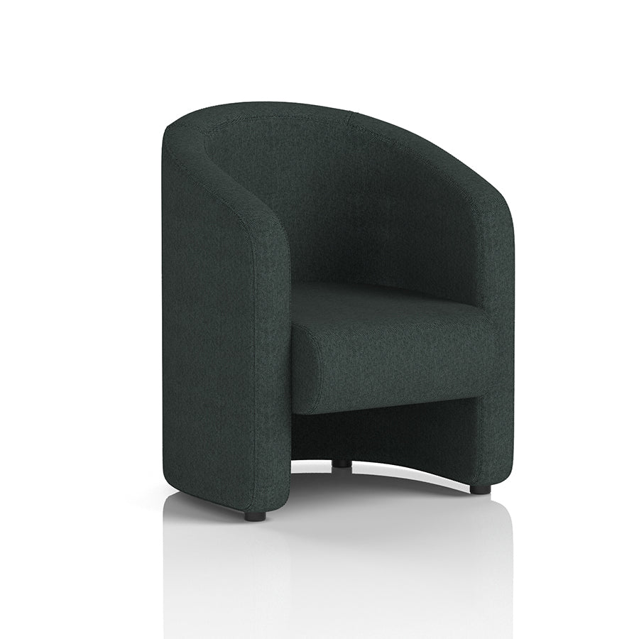 Lamport Armchair with black feet in Rivet Charcoal Fabric