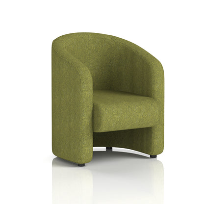 Lamport Armchair with black feet in Rivet Olive Fabric