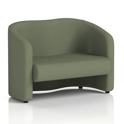 Lamport Sofa 2 Seater with black feet in Main Line Flax Monument Fabric