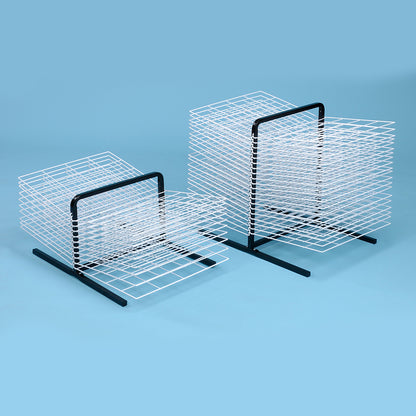 MD30130 and MD30131 Table Top Art Drying Rack 40 Shelf with blue backdrop