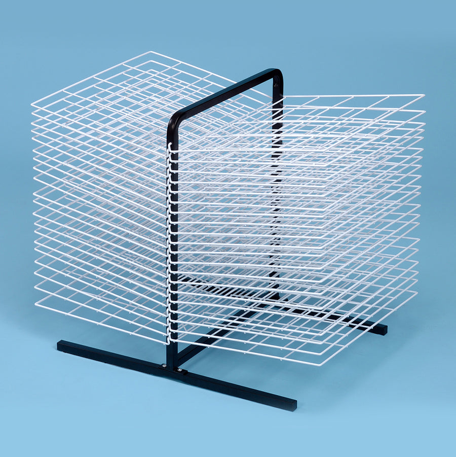 MD30131 Table Top Art Drying Rack 40 Shelf with blue backdrop