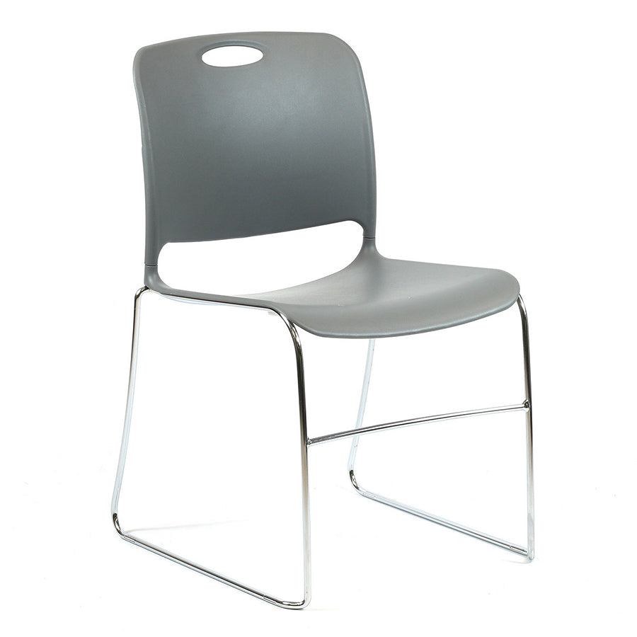 Maestro High Density Chair Blue Grey Poly Seat and Chrome Metal Frame