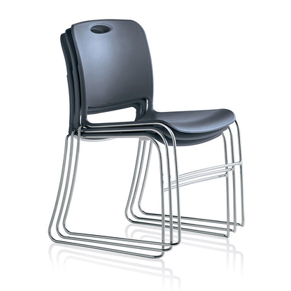 Maestro High Density Chair Flannel Poly Seat and Chrome Metal Frame 3 Chairs Stacked KI 