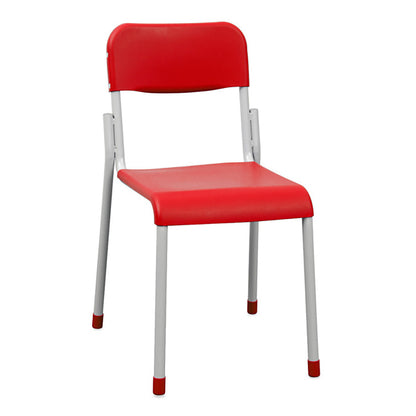 Mais 4 Leg Chair Red polypropylene seat with epoxy powder coated grey steel frame CS63734