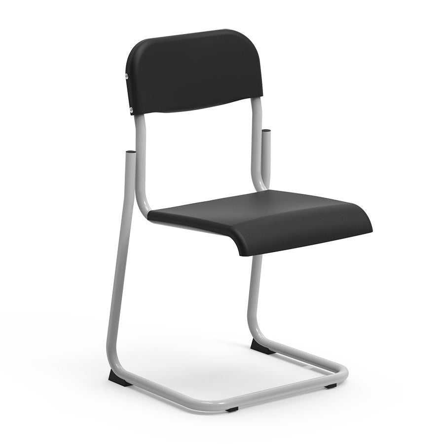 Mais Cantilever Chair Black Polypropylene Seat and epoxy powder coated grey steel frame CS63740
