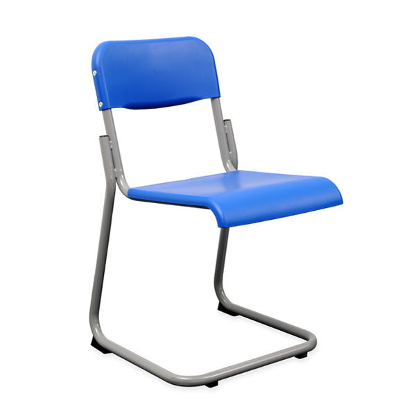 Mais Cantilever Chair Blue Polypropylene Seat and epoxy powder coated grey steel frame CS63740 