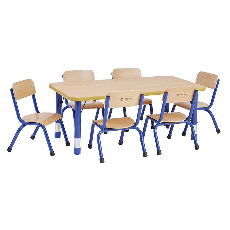 Milan Height Adjustable Rectangular Table W1200mm TK30092 with 6 Milan Chairs CK30049