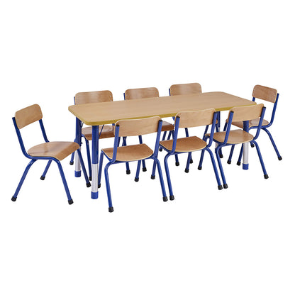 Milan Height Adjustable Rectangular Table W1500mm TK30094 with 8 Milan Chairs CS30540