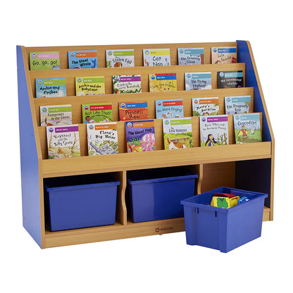 Milan Tiered Bookcase With 3 Blue Trays BO30585 1