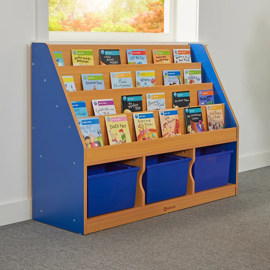 Milan Tiered Bookcase With 3 Blue Trays BO30585 4