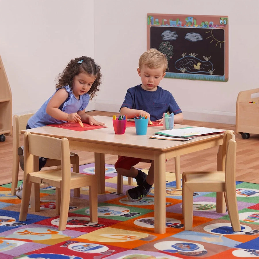 Millhouse Rectangular Table + 4 Beech Stacking Chairs Early Years Furniture PT742-PT744