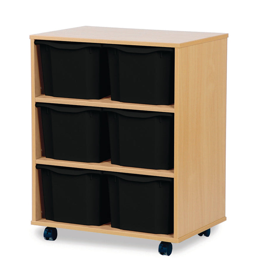 Monarch 6 Triple Storage Tray Unit Beech Black Monarch Trays