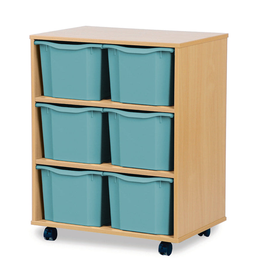 Monarch 6 Triple Storage Tray Unit Beech Metal Blue Monarch Trays