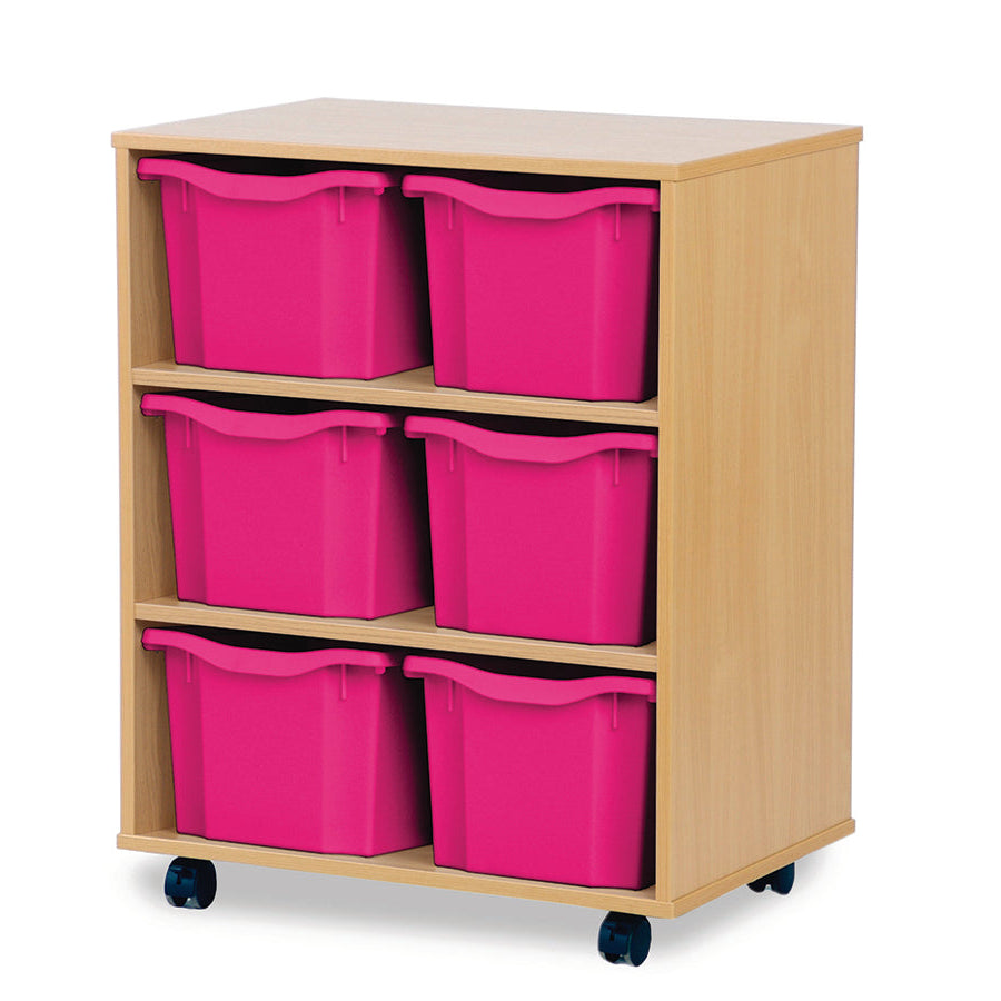 Monarch 6 Triple Storage Tray Unit Beech Pink Monarch Trays