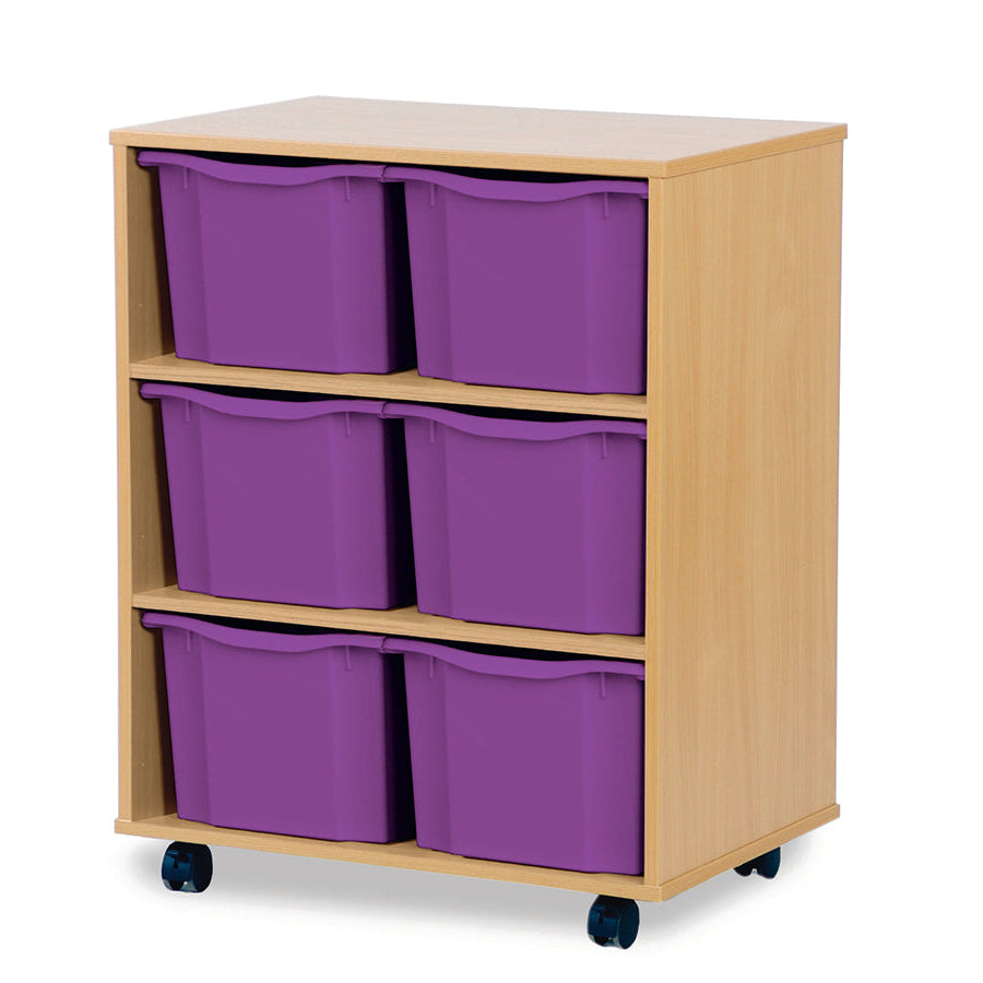 Monarch 6 Triple Storage Tray Unit Beech Purple Monarch Trays