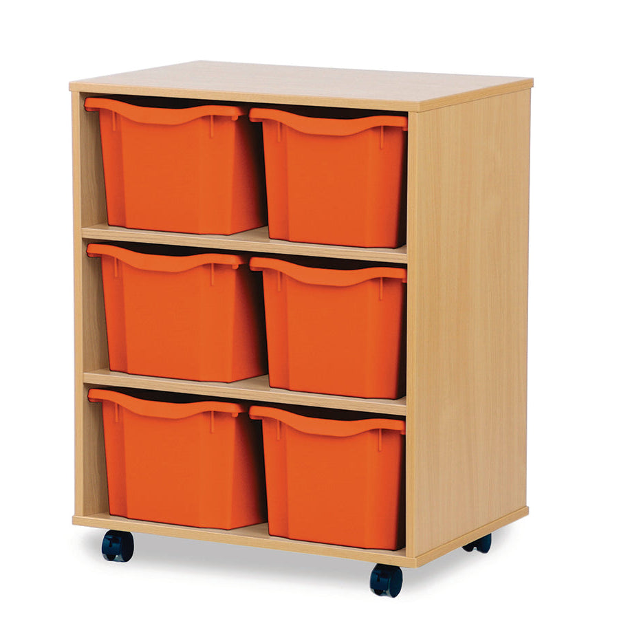 Monarch 6 Triple Storage Tray Unit Beech Tangerine Monarch Trays