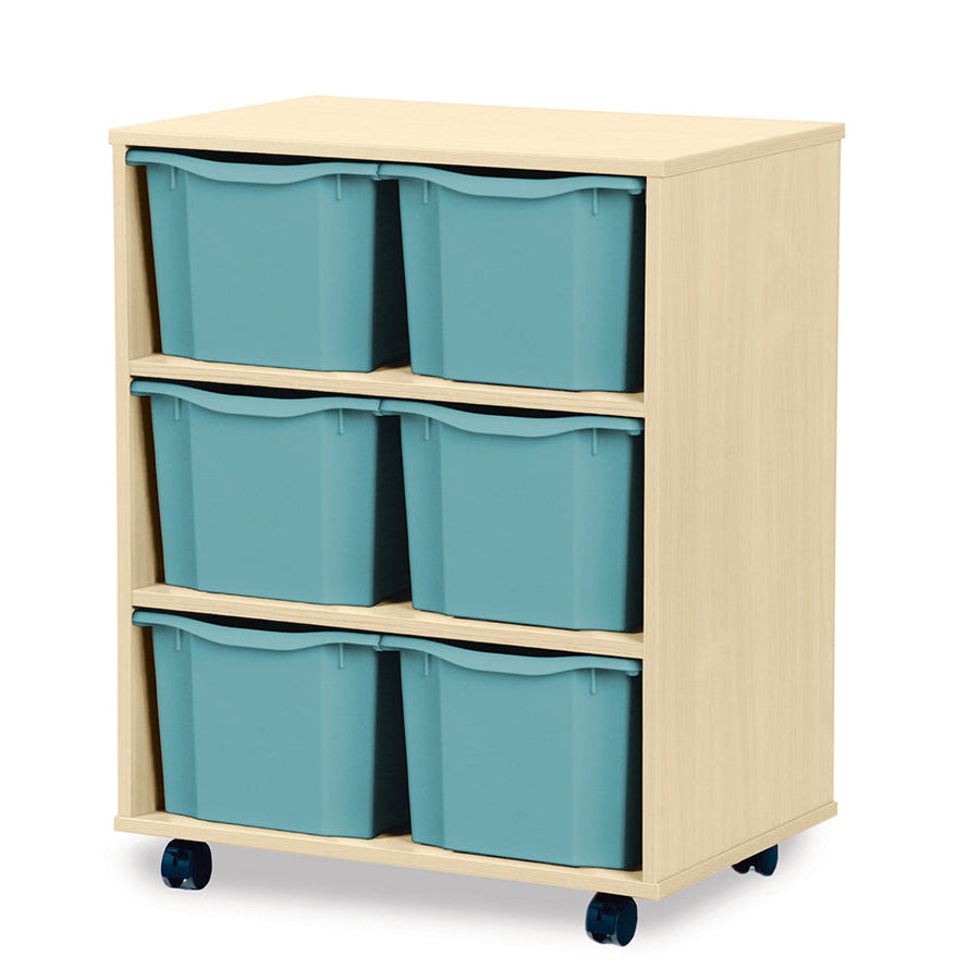 Monarch 6 Triple Storage Tray Unit Maple Metal Blue Monarch Trays