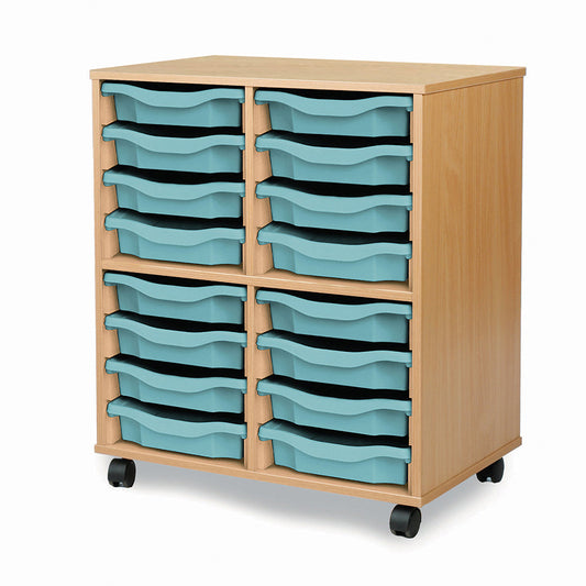 Monarch Allsorts Tray Units 16 Single Tray Unit Beech Metal Blue Monarch trays