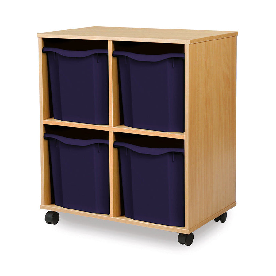 Monarch Allsorts Tray Units 4 Quad Tray Unit Beech Dark Blue Monarch Trays