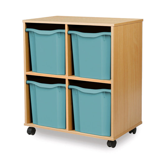 Monarch Allsorts Tray Units 4 Quad Tray Unit Beech Metal Blue Monarch Trays
