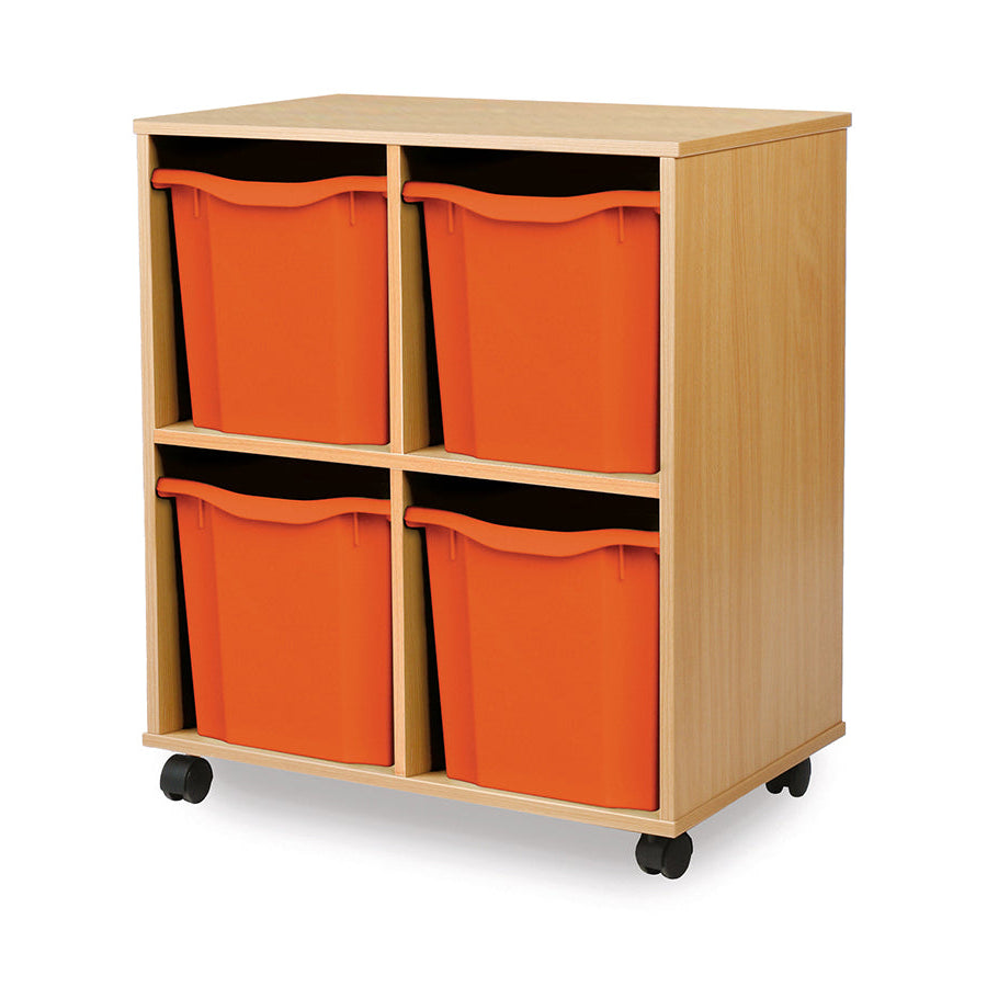Monarch Allsorts Tray Units 4 Quad Tray Unit Beech Tangerine Monarch Trays