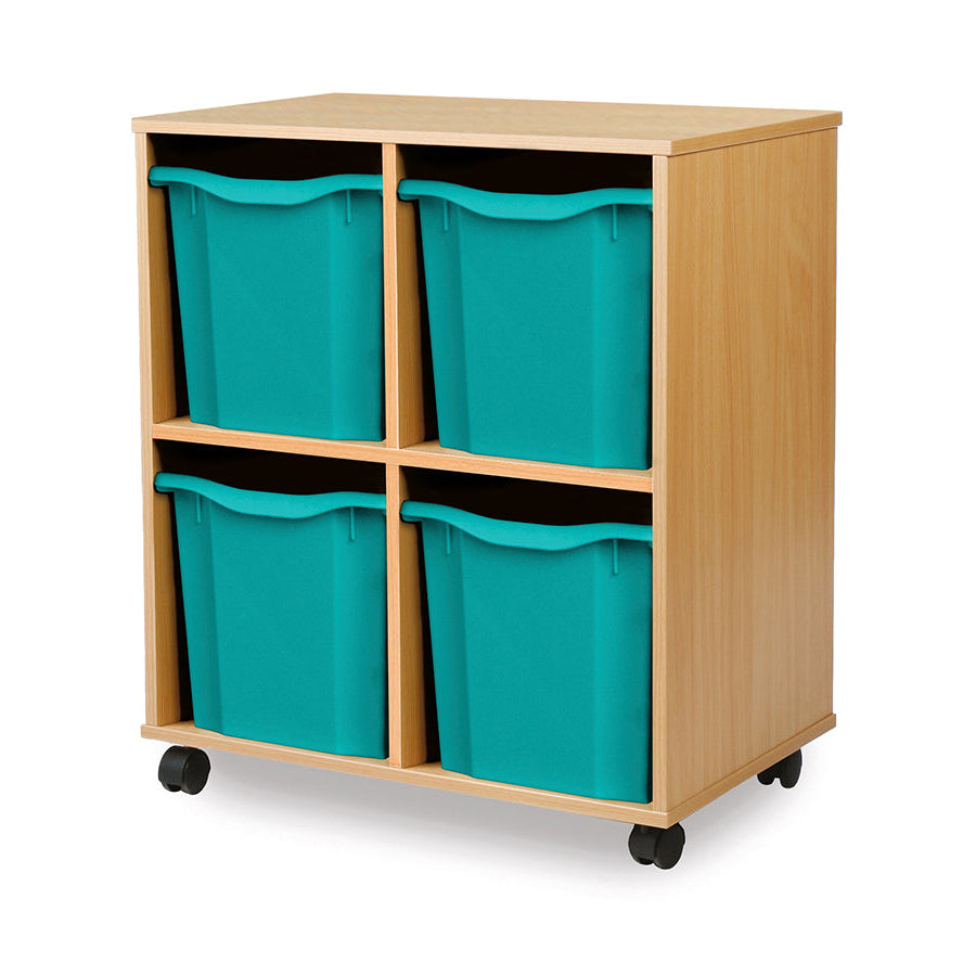 Monarch Allsorts Tray Units 4 Quad Tray Unit Beech Turquoise Monarch Trays