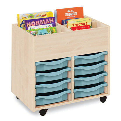 Monarch Calypso 4 Bay Kinderbox with 8 Single Trays Maple Light Blue Monarch trays