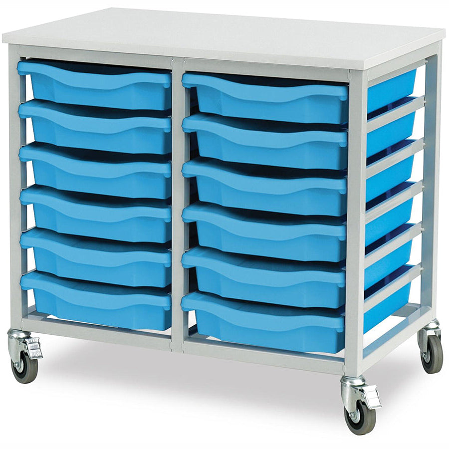 Monarch Value Tray Unit 12 Single Tray Unit Grey Frame and Cyan Blue Trays