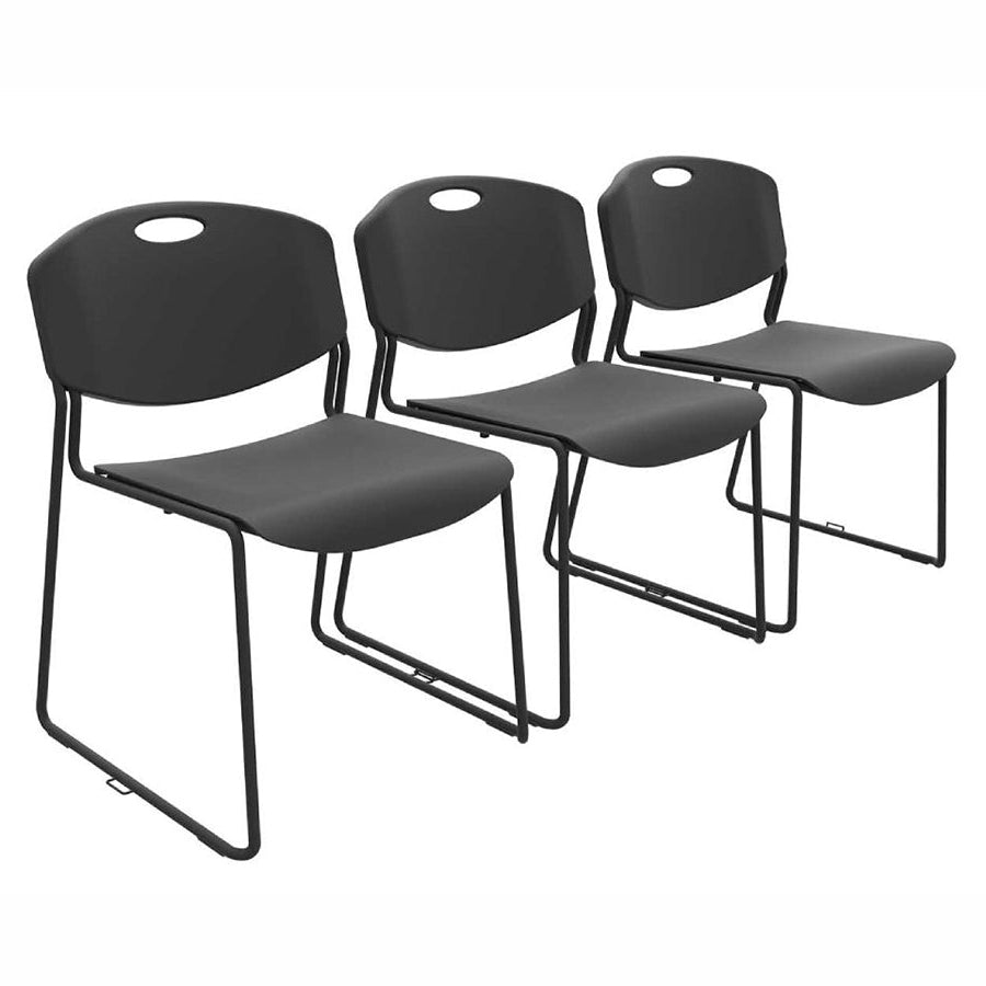 Monza Stacking and Linking Chair Black 3 chairs linked