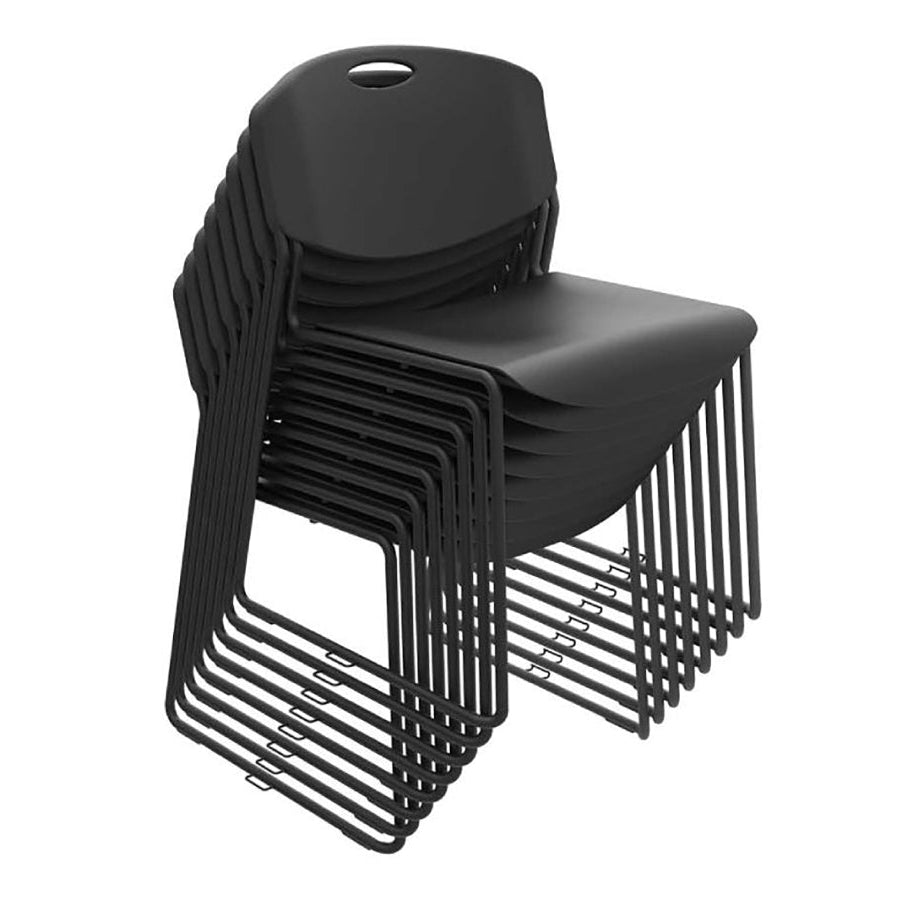 Monza Stacking and Linking Chair Black 8 Stacked Angled View