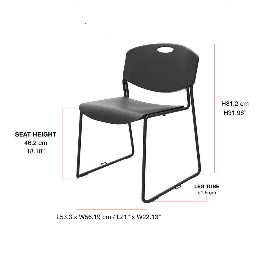 Monza Stacking and Linking Chair Black Dimensions