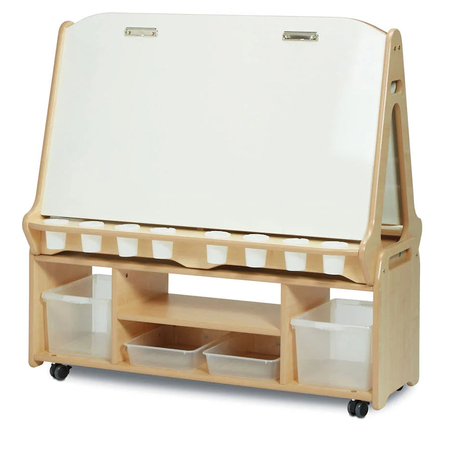 Double-sided 4 Station Easel with Tall Storage Trolley