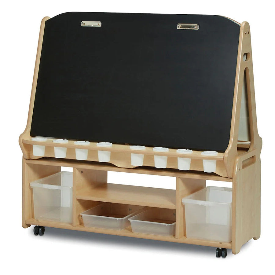 Double-sided 4 Station Easel with Tall Storage Trolley