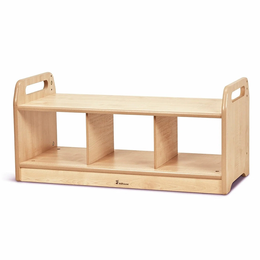 Low Level Storage Bench with 3 Clear Tubs or Baskets