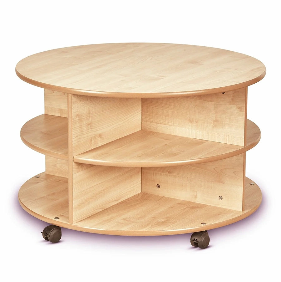 Double Tier Mobile Circular Storage Unit With 8 Clear Tubs or Baskets