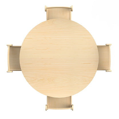 Medium Circular Table (Dia.900mm) + 4 Beech Stacking Chairs